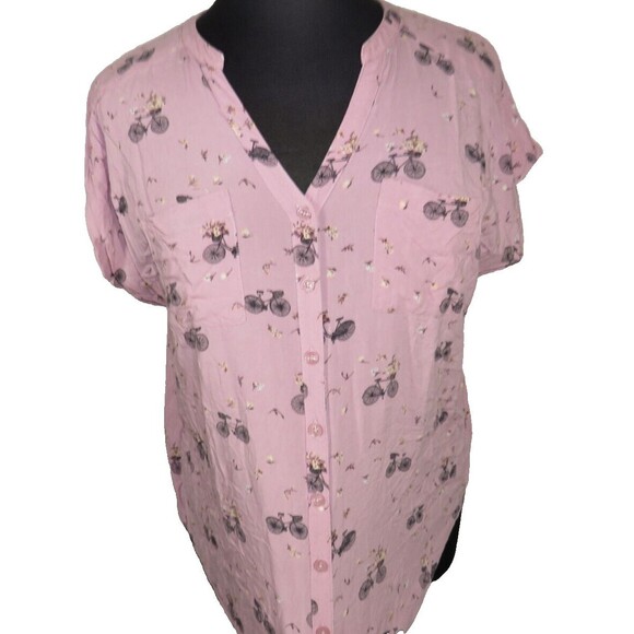 Torrid Women's Pink Bicycle Floral Print Dolman Sleeve Challis Blouse Plus 1X - Picture 9 of 14